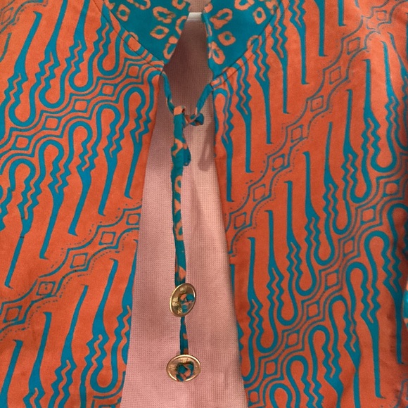 Orange blue ethnic cotton jacket - Picture 4 of 4